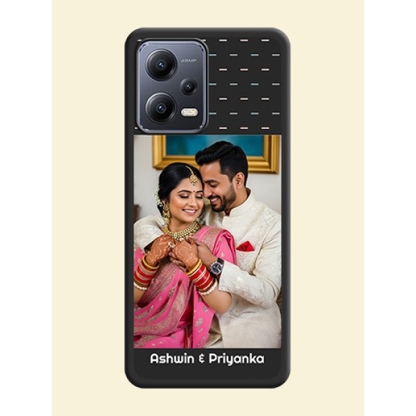 Line Pattern Design with Text on Space Black Custom Soft Matte Phone Back Cover - Xiaomi Redmi Note 12 5G Line Pattern Design with Text on Space Black Custom Soft Matte Phone Back Cover - Xiaomi Redmi Note 12 5G