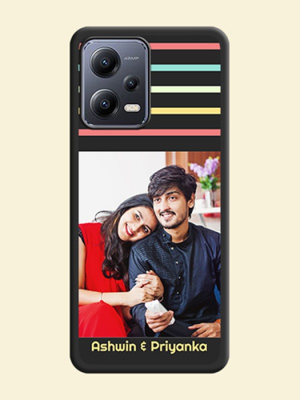 Color Stripes with Photo and Text on Photo on Space Black Soft Matte Mobile Case - Xiaomi Redmi Note 12 5G