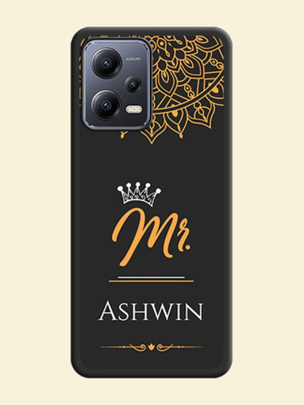 Mr Name with Floral Design  on Personalised Space Black Soft Matte Cases - Xiaomi Redmi Note 12 5G