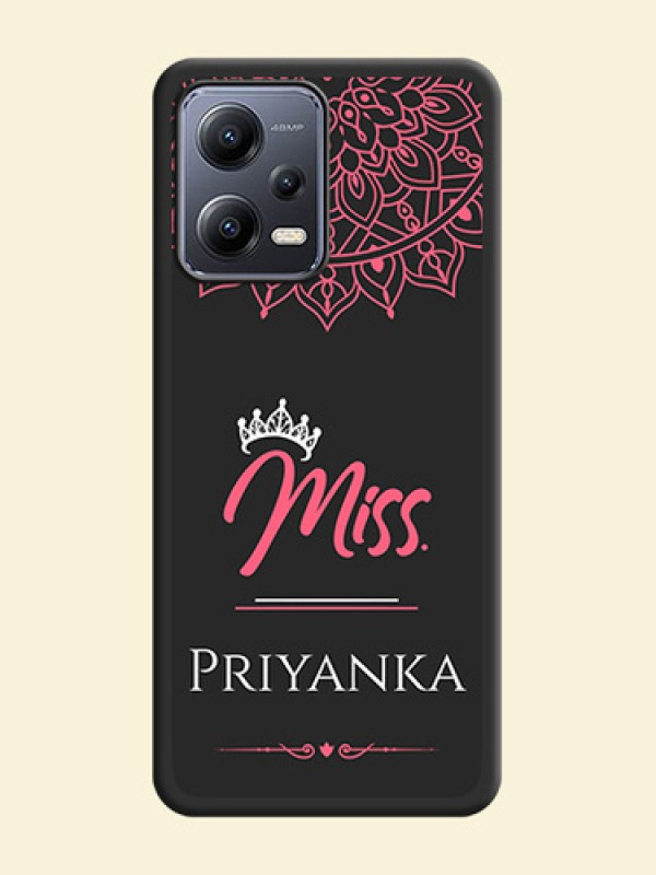 Mrs Name with Floral Design on Space Black Personalized Soft Matte Phone Covers - Xiaomi Redmi Note 12 5G