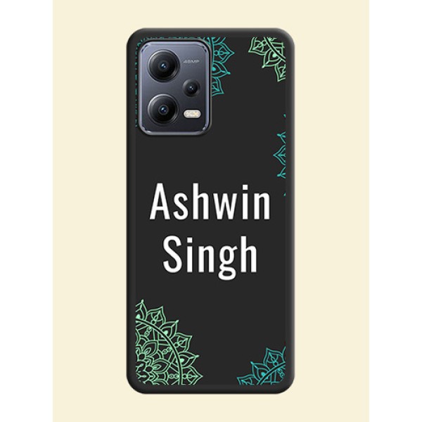 Your Name with Floral Design on Space Black Custom Soft Matte Back Cover - Xiaomi Redmi Note 12 5G Your Name with Floral Design on Space Black Custom Soft Matte Back Cover - Xiaomi Redmi Note 12 5G