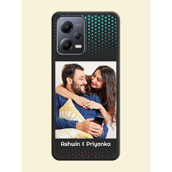 Faded Dots with Grunge Photo Frame and Text on Space Black Custom Soft Matte Phone Cases - Xiaomi Redmi Note 12 5G