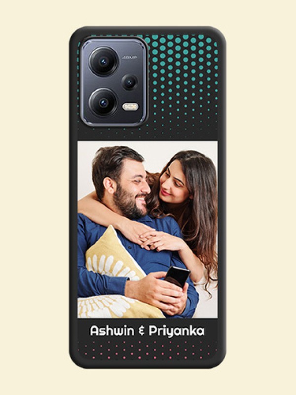 Faded Dots with Grunge Photo Frame and Text on Space Black Custom Soft Matte Phone Cases - Xiaomi Redmi Note 12 5G