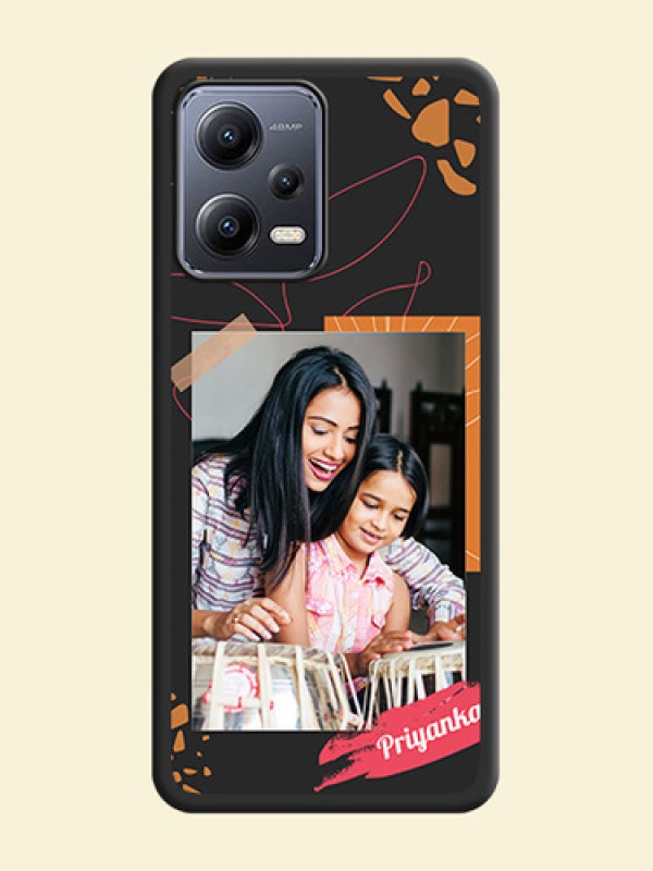 Orange Photo Frame on Space Black Custom Soft Matte Phone Back Cover - Xiaomi Redmi Note 12 5G