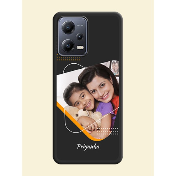 Yellow Triangle on Photo on Space Black Soft Matte Phone Cover - Xiaomi Redmi Note 12 5G Yellow Triangle on Photo on Space Black Soft Matte Phone Cover - Xiaomi Redmi Note 12 5G