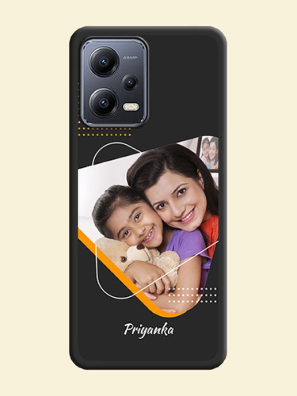 Yellow Triangle on Photo on Space Black Soft Matte Phone Cover - Xiaomi Redmi Note 12 5G