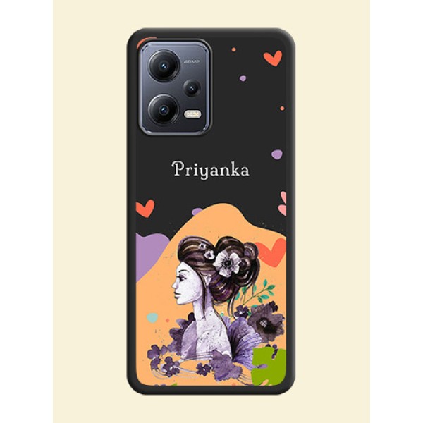 Namecase For Her With Fancy Lady Image On Space Black Personalized Soft Matte Phone Covers -Xiaomi Redmi Note 12 5G