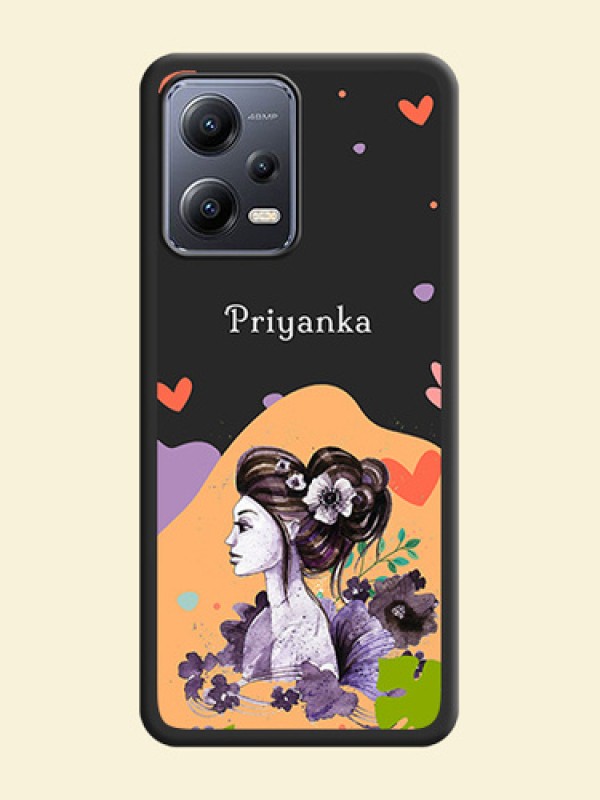 Namecase For Her With Fancy Lady Image On Space Black Personalized Soft Matte Phone Covers -Xiaomi Redmi Note 12 5G