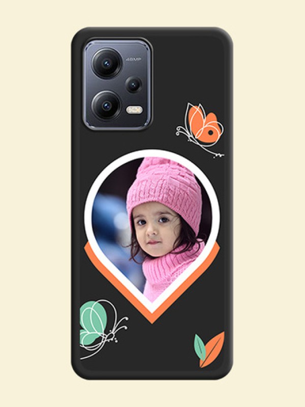 Upload Pic With Simple Butterly Design On Space Black Personalized Soft Matte Phone Covers -Xiaomi Redmi Note 12 5G
