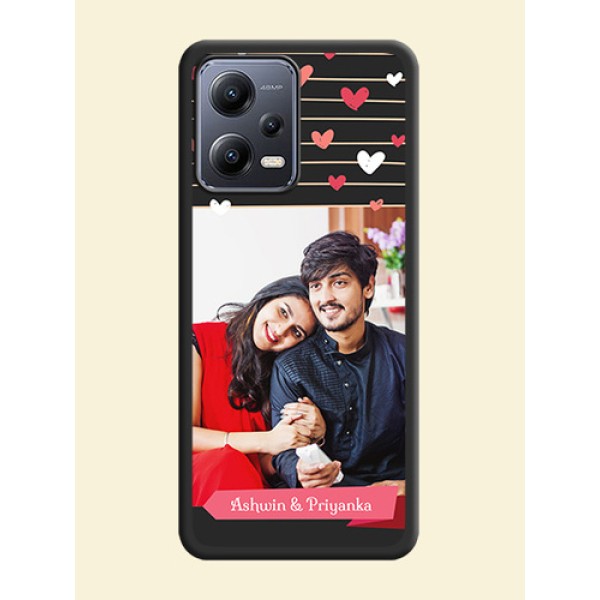 Love Pattern with Name on Pink Ribbon on Photo on Space Black Soft Matte Back Cover - Xiaomi Redmi Note 12 Pro 5G Love Pattern with Name on Pink Ribbon on Photo on Space Black Soft Matte Back Cover - Xiaomi Redmi Note 12 Pro 5G