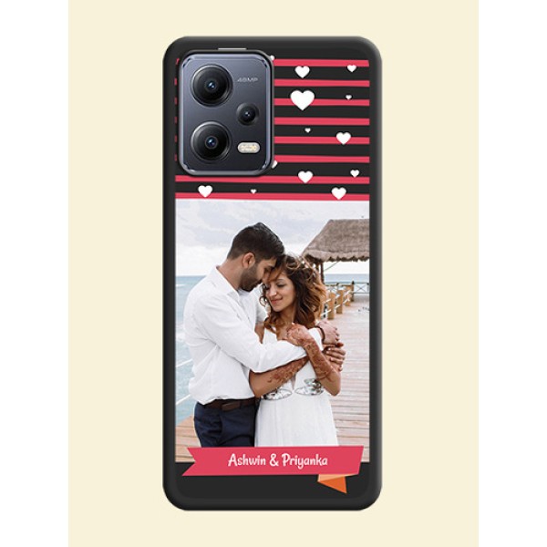 White Color Love Symbols with Pink Lines Pattern on Space Black Custom Soft Matte Phone Cases - Xiaomi Redmi Note 12 Pro 5G White Color Love Symbols with Pink Lines Pattern on Space Black Custom Soft Matte Phone Cases - Xiaomi Redmi Note 12 Pro 5G