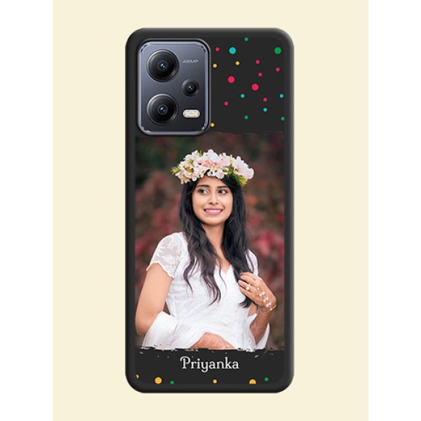 Multicolor Dotted Pattern with Text on Space Black Custom Soft Matte Phone Back Cover - Xiaomi Redmi Note 12 Pro 5G Multicolor Dotted Pattern with Text on Space Black Custom Soft Matte Phone Back Cover - Xiaomi Redmi Note 12 Pro 5G