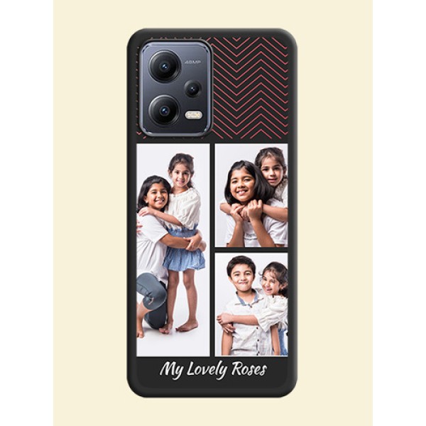 Wave Pattern with 3 Image Holder on Space Black Custom Soft Matte Back Cover - Xiaomi Redmi Note 12 Pro 5G Wave Pattern with 3 Image Holder on Space Black Custom Soft Matte Back Cover - Xiaomi Redmi Note 12 Pro 5G