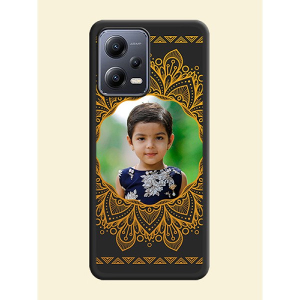 Round Image with Floral Design on Photo on Space Black Soft Matte Mobile Cover - Xiaomi Redmi Note 12 Pro 5G Round Image with Floral Design on Photo on Space Black Soft Matte Mobile Cover - Xiaomi Redmi Note 12 Pro 5G