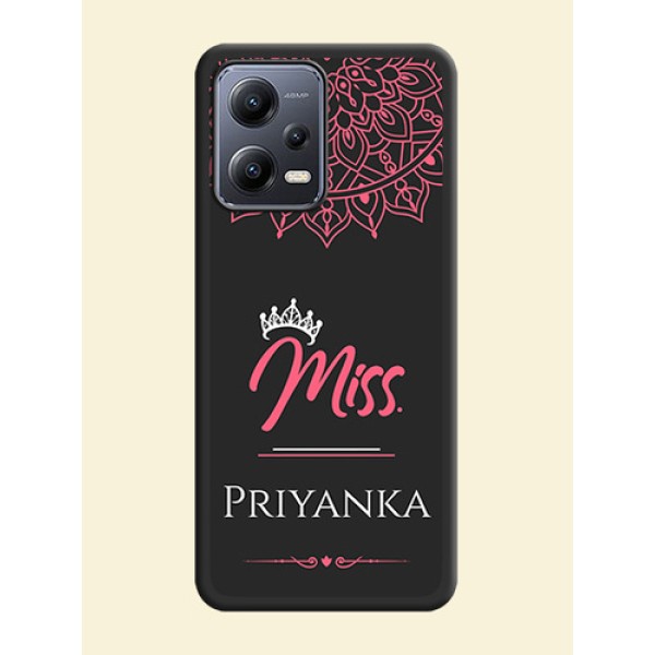 Mrs Name with Floral Design on Space Black Personalized Soft Matte Phone Covers - Xiaomi Redmi Note 12 Pro 5G Mrs Name with Floral Design on Space Black Personalized Soft Matte Phone Covers - Xiaomi Redmi Note 12 Pro 5G