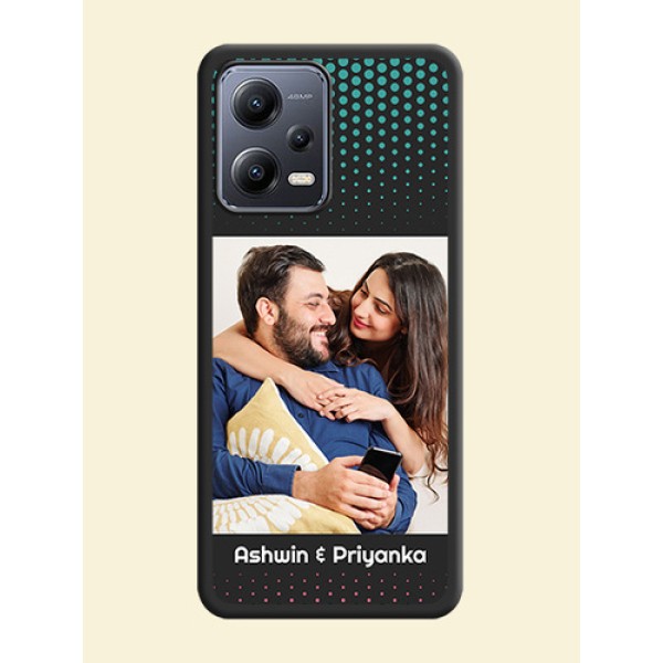Faded Dots with Grunge Photo Frame and Text on Space Black Custom Soft Matte Phone Cases - Xiaomi Redmi Note 12 Pro 5G