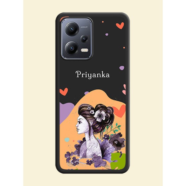 Namecase For Her With Fancy Lady Image On Space Black Personalized Soft Matte Phone Covers -Xiaomi Redmi Note 12 Pro 5G