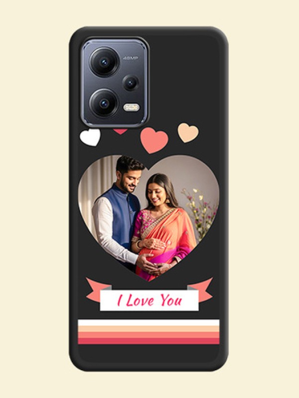Love Shaped Photo with Colorful Stripes on Personalised Space Black Soft Matte Cases - Xiaomi Redmi Note 12 Pro Plus 5G