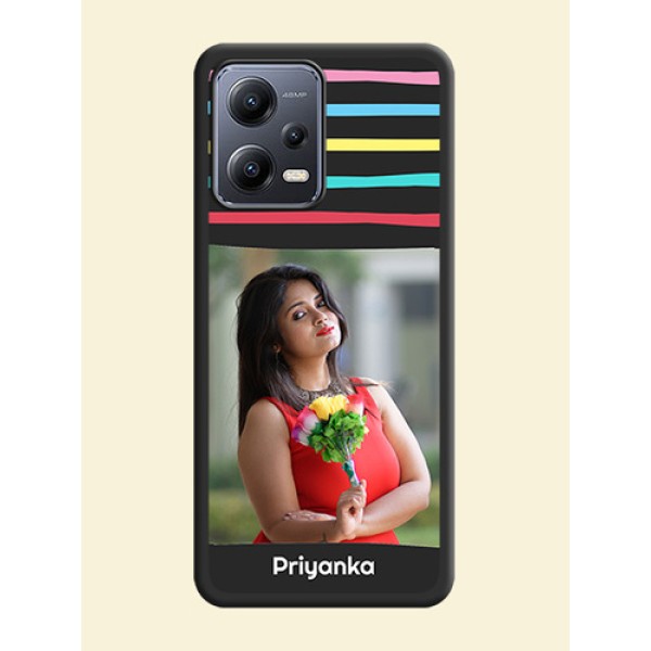Multicolor Lines with Image on Space Black Personalized Soft Matte Phone Covers - Xiaomi Redmi Note 12 Pro Plus 5G Multicolor Lines with Image on Space Black Personalized Soft Matte Phone Covers - Xiaomi Redmi Note 12 Pro Plus 5G