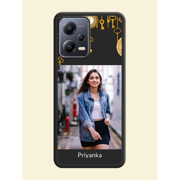 Decorative Design with Text on Space Black Custom Soft Matte Back Cover - Xiaomi Redmi Note 12 Pro Plus 5G