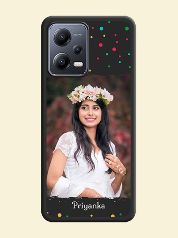Multicolor Dotted Pattern with Text on Space Black Custom Soft Matte Phone Back Cover - Xiaomi Redmi Note 12 Pro Plus 5G