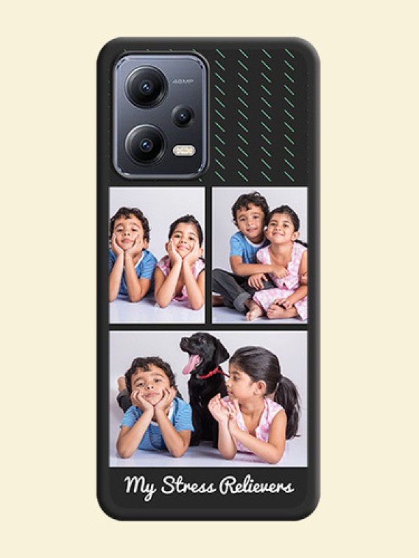 Cross Dotted Pattern with 2 Image Holder  on Personalised Space Black Soft Matte Cases - Xiaomi Redmi Note 12 Pro Plus 5G