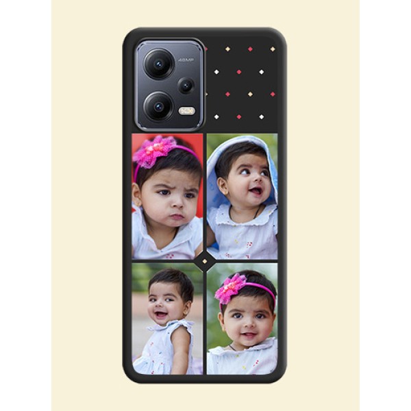 Multicolor Dotted Pattern with 4 Image Holder on Space Black Custom Soft Matte Phone Cases - Xiaomi Redmi Note 12 Pro Plus 5G Multicolor Dotted Pattern with 4 Image Holder on Space Black Custom Soft Matte Phone Cases - Xiaomi Redmi Note 12 Pro Plus 5G