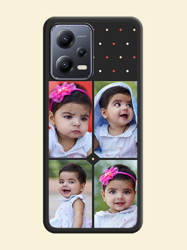 Multicolor Dotted Pattern with 4 Image Holder on Space Black Custom Soft Matte Phone Cases - Xiaomi Redmi Note 12 Pro Plus 5G
