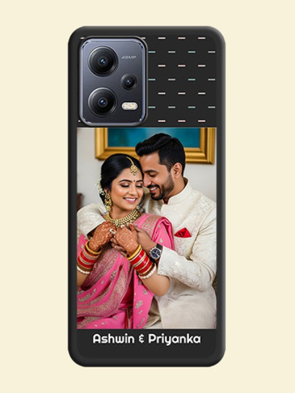 Line Pattern Design with Text on Space Black Custom Soft Matte Phone Back Cover - Xiaomi Redmi Note 12 Pro Plus 5G
