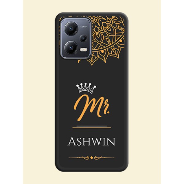 Mr Name with Floral Design  on Personalised Space Black Soft Matte Cases - Xiaomi Redmi Note 12 Pro Plus 5G