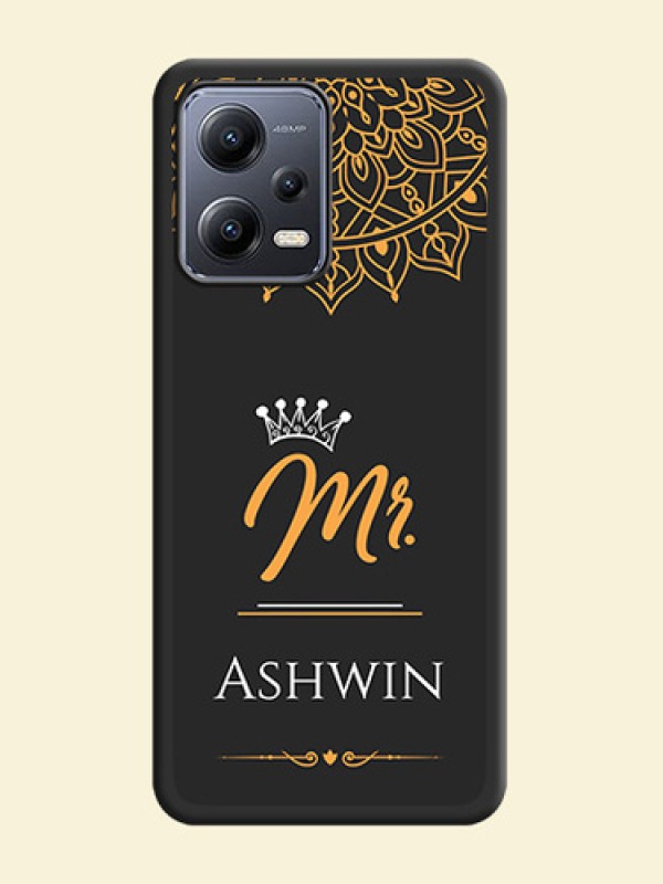 Mr Name with Floral Design  on Personalised Space Black Soft Matte Cases - Xiaomi Redmi Note 12 Pro Plus 5G
