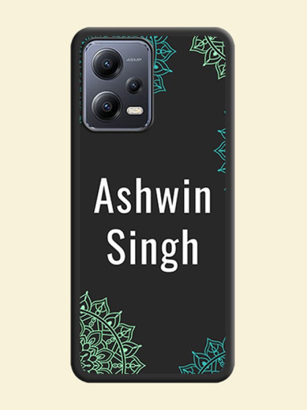 Your Name with Floral Design on Space Black Custom Soft Matte Back Cover - Xiaomi Redmi Note 12 Pro Plus 5G