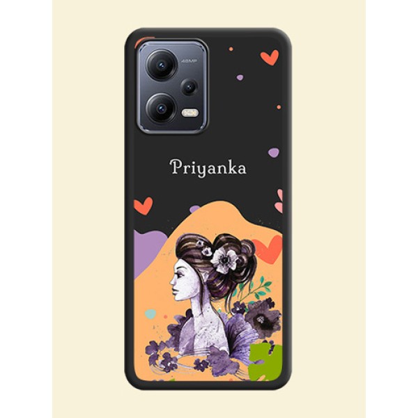 Namecase For Her With Fancy Lady Image On Space Black Personalized Soft Matte Phone Covers -Xiaomi Redmi Note 12 Pro Plus 5G
