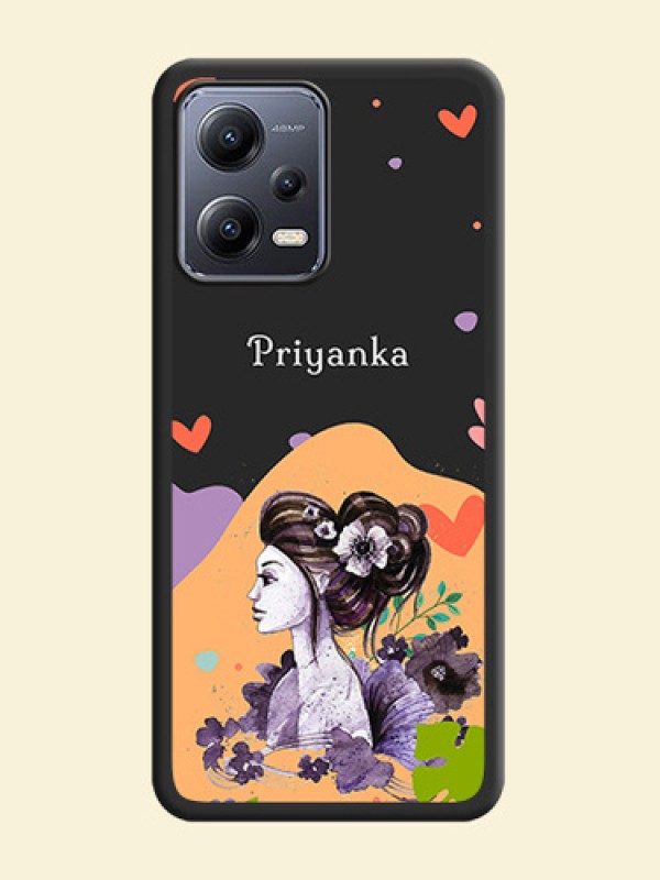 Namecase For Her With Fancy Lady Image On Space Black Personalized Soft Matte Phone Covers -Xiaomi Redmi Note 12 Pro Plus 5G