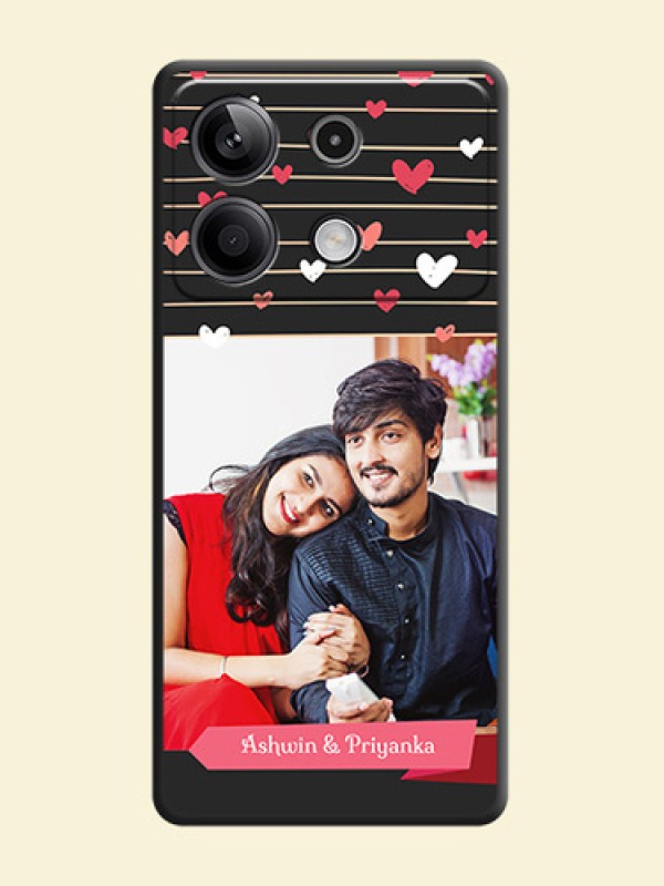Love Pattern with Name on Pink Ribbon - Photo on Space Black Soft Matte Back Cover - Redmi Note 13 5G