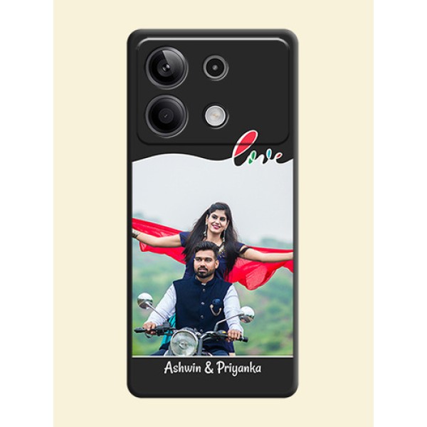 Fall in Love Pattern with Picture - Photo on Space Black Soft Matte Mobile Case - Redmi Note 13 5G