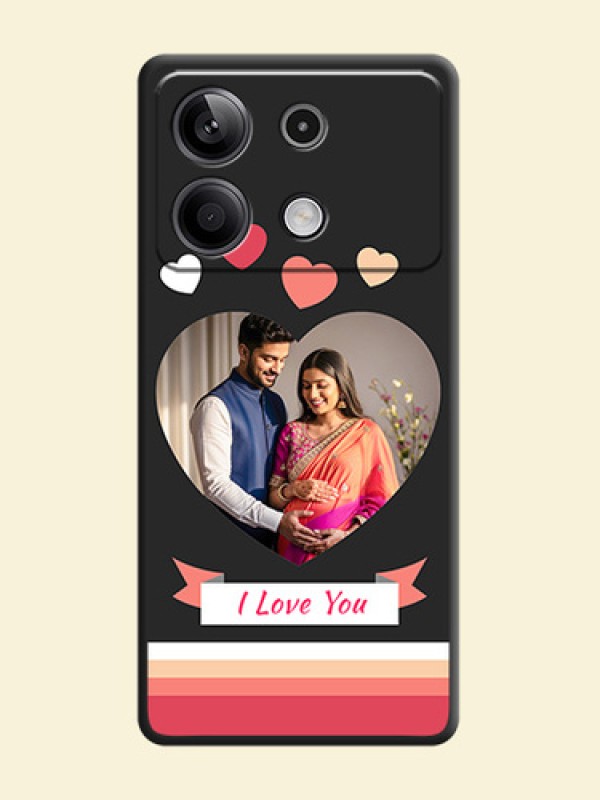 Love Shaped Photo with Colorful Stripes on Personalised Space Black Soft Matte Cases - Redmi Note 13 5G