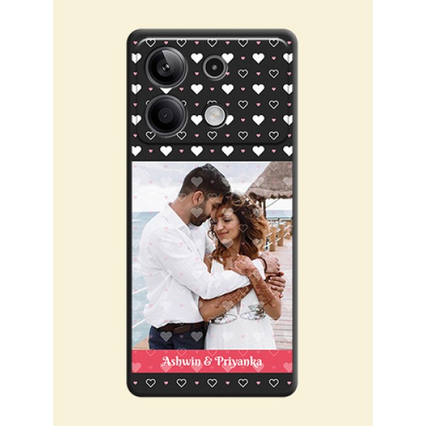 White Color Love Symbols with Text Design - Photo on Space Black Soft Matte Phone Cover - Redmi Note 13 5G White Color Love Symbols with Text Design - Photo on Space Black Soft Matte Phone Cover - Redmi Note 13 5G