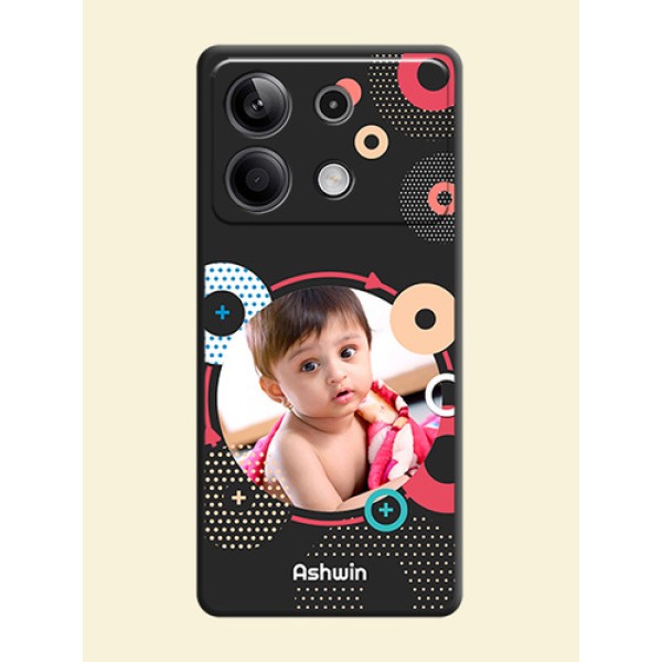 Multicoloured Round Image on Personalised Space Black Soft Matte Cases - Redmi Note 13 5G