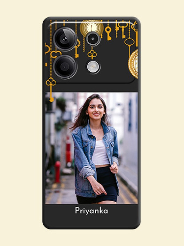 Decorative Design with Text on Space Black Custom Soft Matte Back Cover - Redmi Note 13 5G