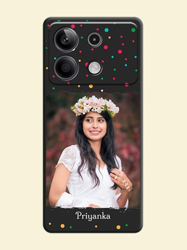 Multicolor Dotted Pattern with Text on Space Black Custom Soft Matte Phone Back Cover - Redmi Note 13 5G