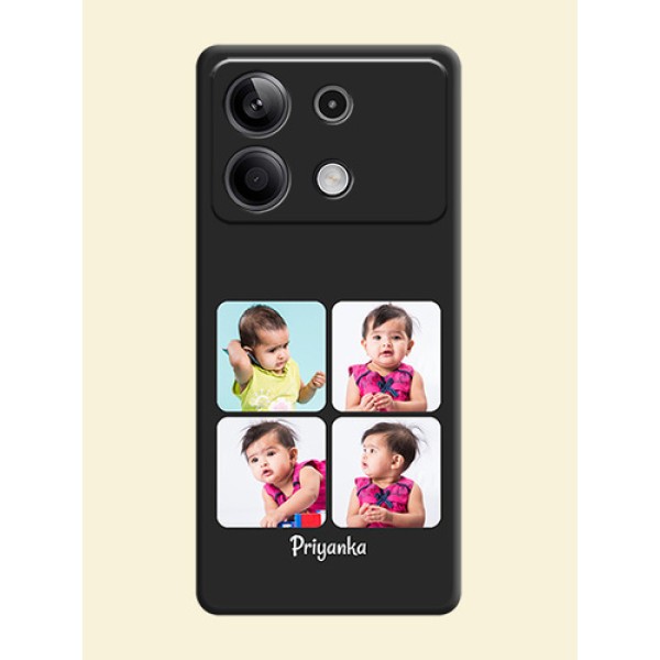 Floral Art with 6 Image Holder - Photo on Space Black Soft Matte Mobile Case - Redmi Note 13 5G Floral Art with 6 Image Holder - Photo on Space Black Soft Matte Mobile Case - Redmi Note 13 5G