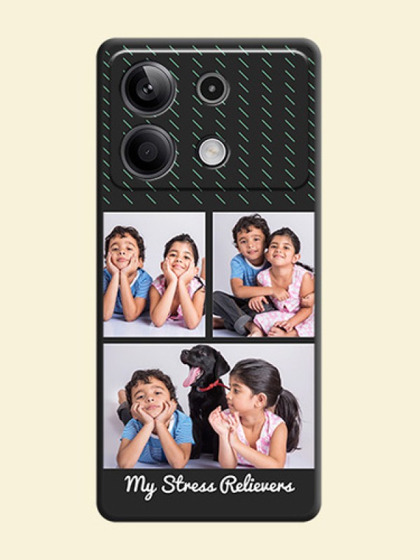 Cross Dotted Pattern with 2 Image Holder on Personalised Space Black Soft Matte Cases - Redmi Note 13 5G