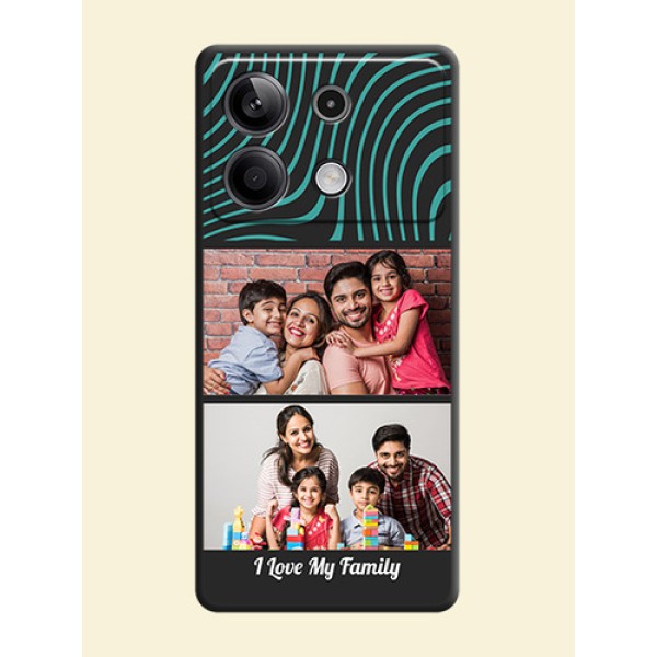 Wave Pattern with 2 Image Holder on Space Black Personalized Soft Matte Phone Covers - Redmi Note 13 5G Wave Pattern with 2 Image Holder on Space Black Personalized Soft Matte Phone Covers - Redmi Note 13 5G