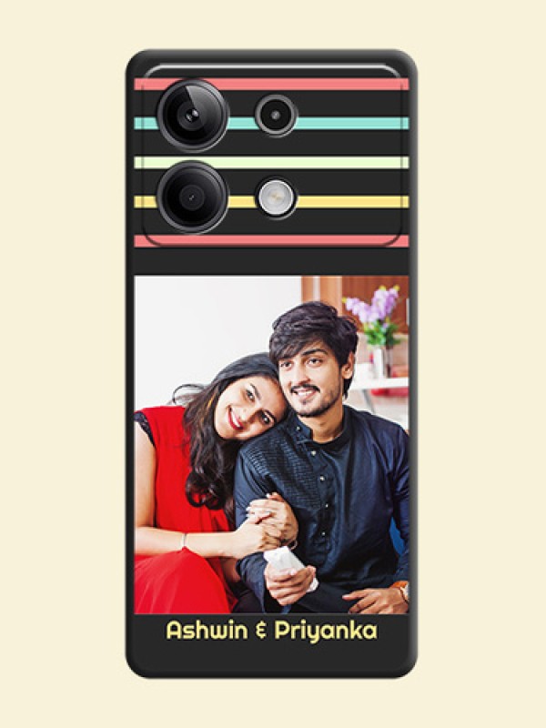 Color Stripes with Photo and Text - Photo on Space Black Soft Matte Mobile Case - Redmi Note 13 5G