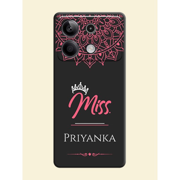 Mrs Name with Floral Design on Space Black Personalized Soft Matte Phone Covers - Redmi Note 13 5G Mrs Name with Floral Design on Space Black Personalized Soft Matte Phone Covers - Redmi Note 13 5G