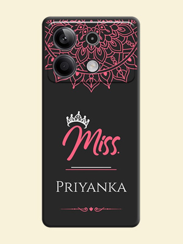 Mrs Name with Floral Design on Space Black Personalized Soft Matte Phone Covers - Redmi Note 13 5G