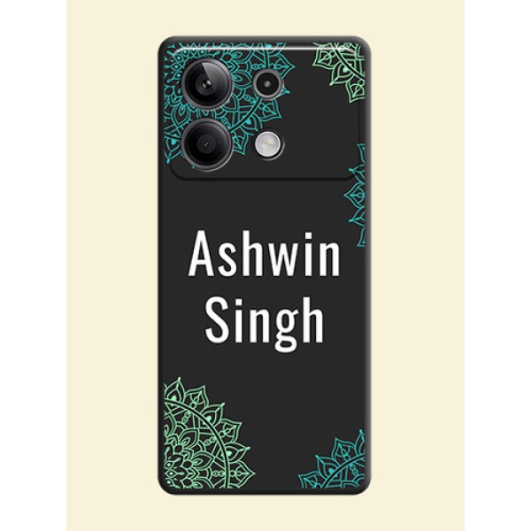 Your Name with Floral Design on Space Black Custom Soft Matte Back Cover - Redmi Note 13 5G Your Name with Floral Design on Space Black Custom Soft Matte Back Cover - Redmi Note 13 5G