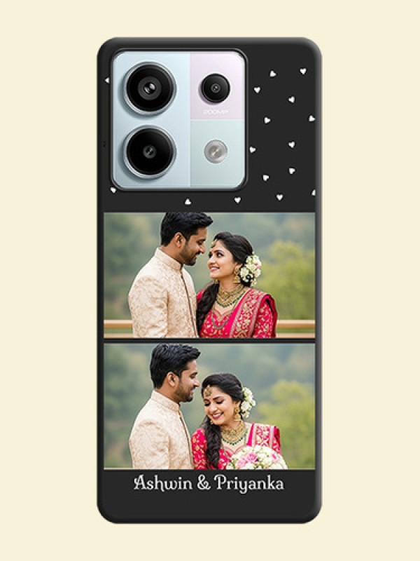 Miniature Love Symbols with Name on Space Black Custom Soft Matte Back Cover - Redmi Note 13 Pro 5G