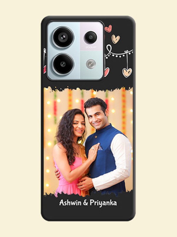 Pink Love Hangings with Name on Space Black Custom Soft Matte Phone Cases - Redmi Note 13 Pro 5G